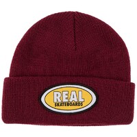 Real Skateboards Oval Cuff Dark Red Yellow Beanie