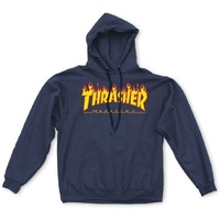 Thrasher Hoodie Flame Logo Navy