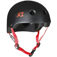 S1 S-One Lifer Certified Helmet Red Strap Black Matte