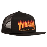 Thrasher Flame Embroidered Black Mesh Hat