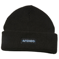 Afends Liquid Recycled Black Ribbed Beanie