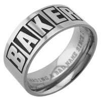Baker Brand Logo Silver Large Ring
