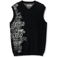 S/Double Script Stack Black Sweater Vest