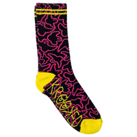 Krooked Multi Birds Black Pink Yellow 1 Pair Mens Socks