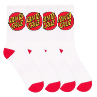 Santa Cruz Classic Dot Crew Youth White 4 Pack Socks