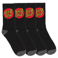 Santa Cruz Classic Dot Crew Youth Black 4 Pack Socks