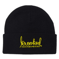 Krooked Skript Cuff Black Yellow Beanie