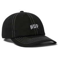 HUF Arch Logo 6 Panel Curved Visor Black Hat