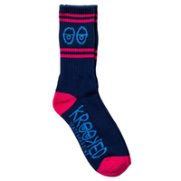 Krooked Eyes Navy Blue Magenta 1 Pair Mens Socks