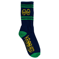 Krooked Eyes Navy Green Yellow 1 Pair Mens Socks