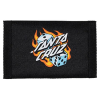 Santa Cruz Flaming Dice Dot Black Velcro Wallet