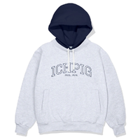 Ichpig Stadium White Marle Hooded Crew Jumper