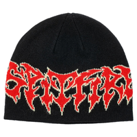 Spitfire Demon Script Black Red Cream Skully Beanie