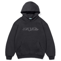 Ichpig Distort Pullcord Vintage Black Hoodie