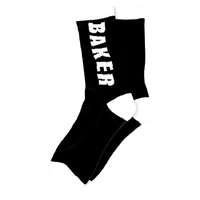 Baker White Letters Black Socks