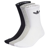 Adidas Trefoil Cushion Crew White Medium Grey Heather Black 3 Pair Socks