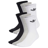 Adidas Trefoil Cushion Crew Black White Medium Grey Heather 6 Pair Socks