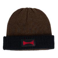 Independent Span Panelled Black Dark Chocolate Ribbed Beanie