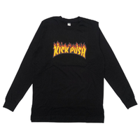 Kick Push Flame Black Long Sleeve Shirt