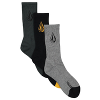 Volcom Full Stone Light Grey Black Dark Grey 3 Pack Socks