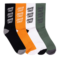 Santa Cruz Stack Repeat Black Sage White Ginger 4 Pairs Socks