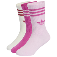 Adidas 3 Stripes Crew Orchid Fuchsia Cloud White 3 Pair Kids Socks