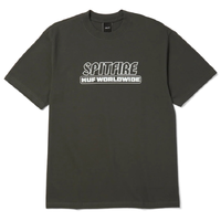 HUF X Spitfire Burn Heavyweight Washed Black T-Shirt