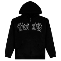 Thrasher Flame EMB Black Zip Hoodie