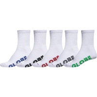 Globe Mens Socks - 5 Pairs - White - Stealth Crew - Large US 12 to 15
