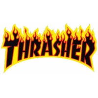 Thrasher Flame Logo Sticker Medium Yellow Black