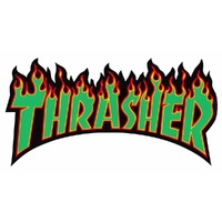 Thrasher Flame Logo Sticker Medium Green