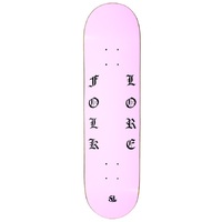 Folklore Skateboard Deck Warm Press Black Letter Pink 7.75 Slight Scratch