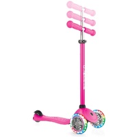 Globber Primo Lights Anodized T-Bar 3 Wheel Scooter Neon Pink
