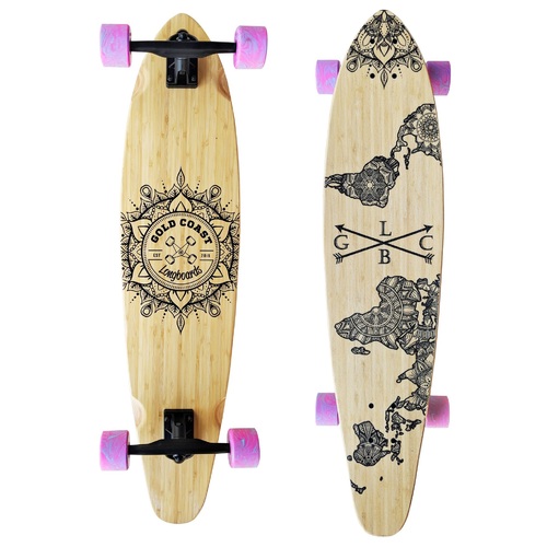 Gold Coast Longboards Kicktail Complete Skateboard Wanderlust Pink
