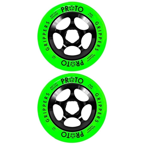 Proto Grippers 110mm Scooter Wheels Set Of 2 Day Glo Neon Green On Black