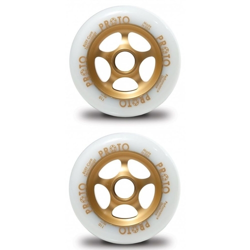 Proto Grippers 110mm Scooter Wheels Set Of 2 White Gold