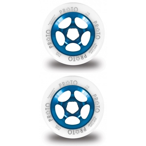Proto Sliders 110mm Scooter Wheels Set Of 2 White Blue