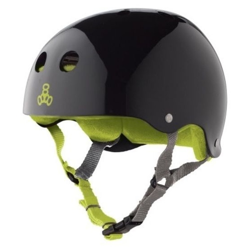Triple 8 Brainsaver Sweatsaver Helmet Black Gloss Green  Size Small Skate Scooter